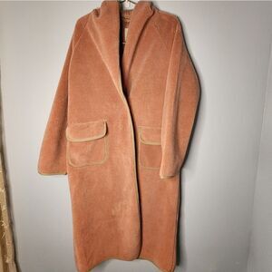 Chelsea And Violet Cozy Maxi Cardi Contrast Tape Faux Fur Maxi Coat Women Size M